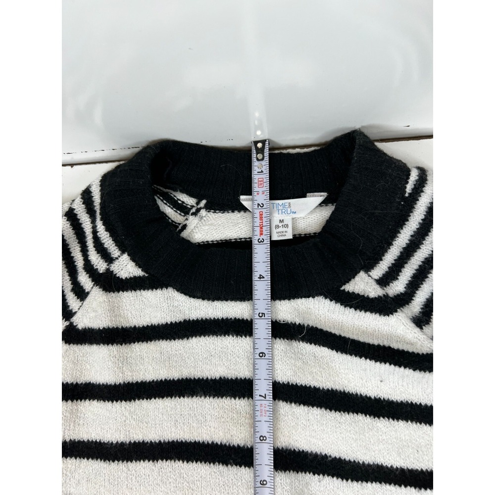 Vintage Time And Tru Black/White Long Sleeve Striped Sweater Womens SZ Medium - Picture 3 of 12